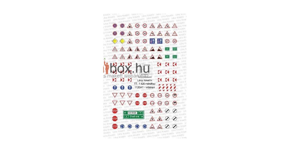 KRESZ tábla, jelzőtábla készlet, kivágható, 109db (1:120) - MiniBox.hu ...