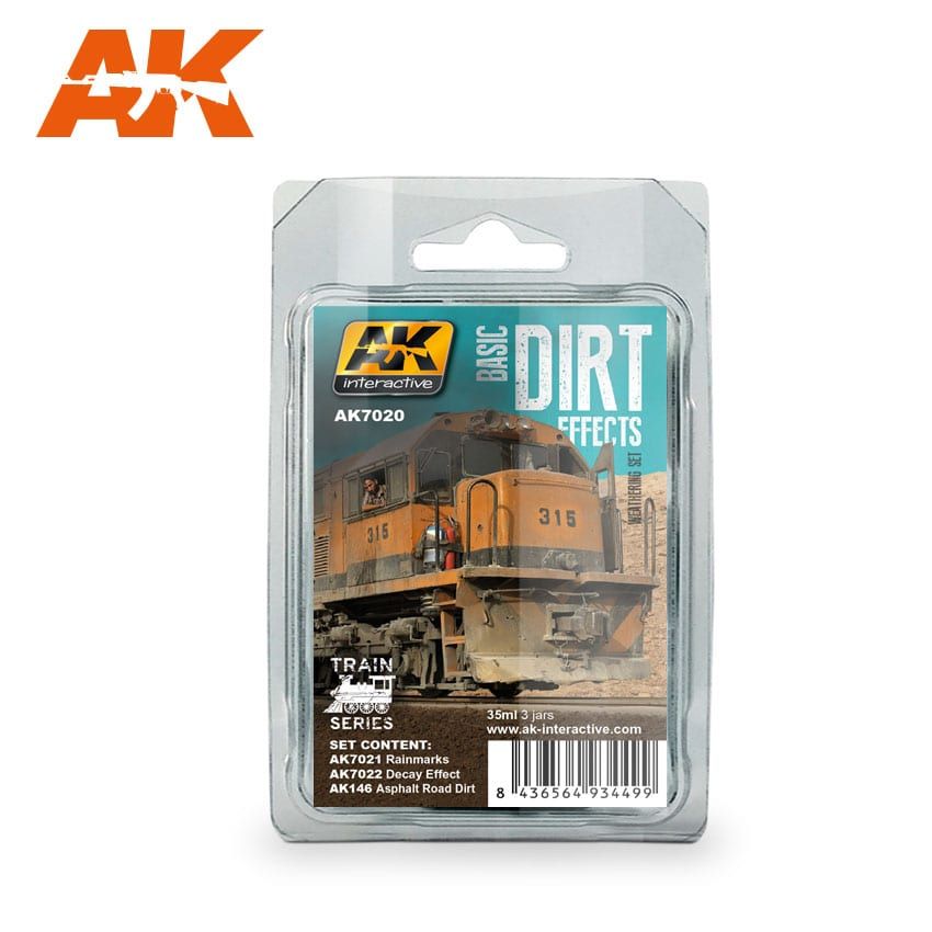 AK Interactive AK7020 Basic Dirt Effect Weathering Set Train Series