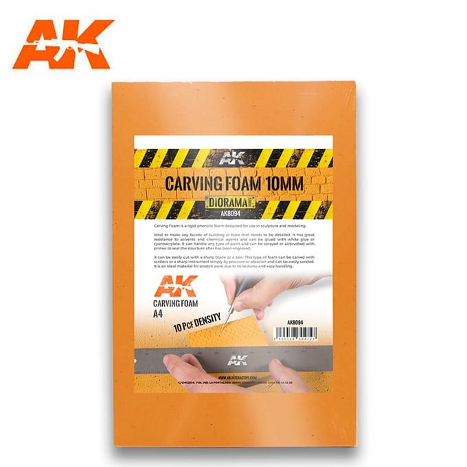 AK Interactive AK8094 Carving Foam 10mm A4 (305 x 228 mm)