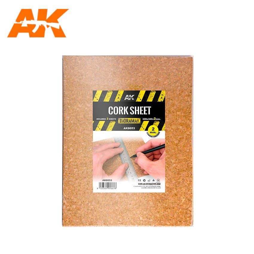 AK Interactive AK8053 Cork Sheets Coarse Grained 200x300x2mm (2 sheets)