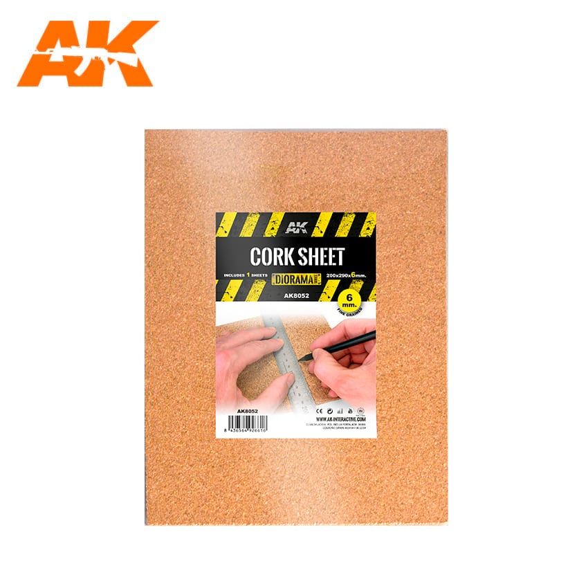AK Interactive AK8052 Cork Sheets Fine Grained 200x290x6mm (1 sheets)