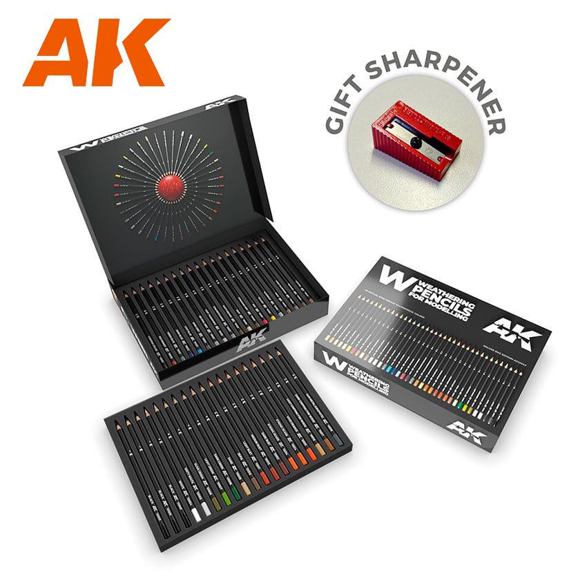 AK Interactive AK10047 Weathering Pencils Deluxe Edition Box (37 waterpencil colors)