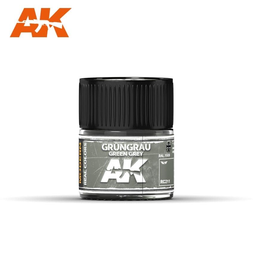 AK Interactive RC211 Real Color Paint - Grüngrau-Green Grey RAL 7009 (modern) 10ml