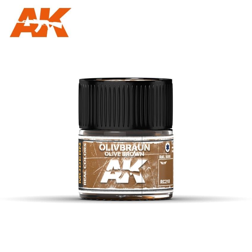 AK Interactive RC218 Real Color Paint - Olive Braun-Olive Brown RAL 8008 10ml