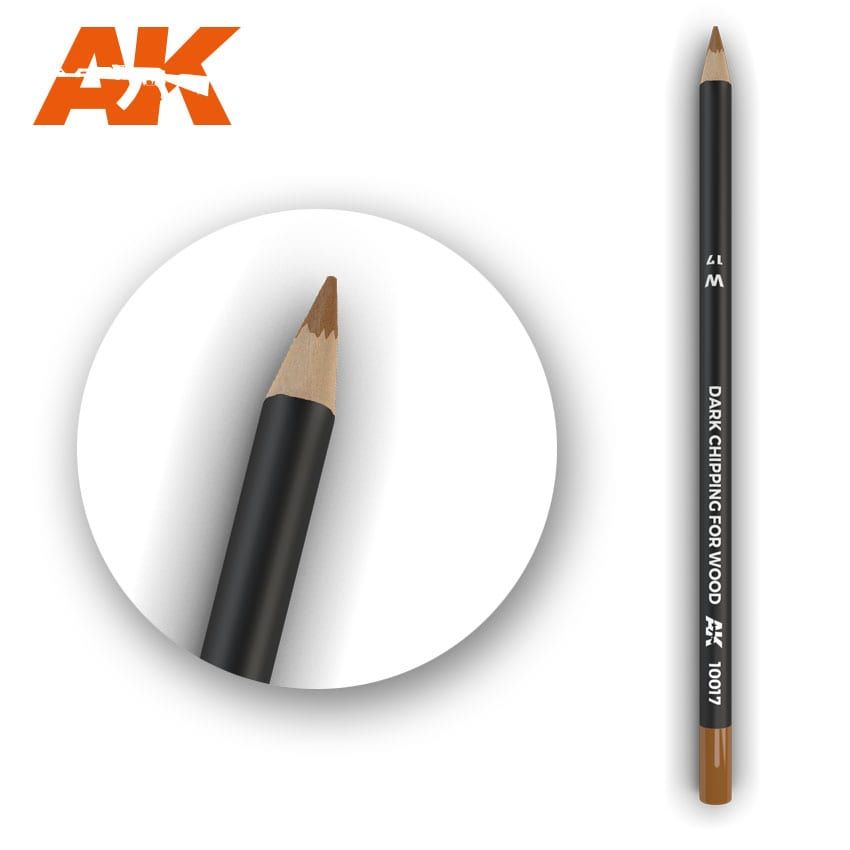 AK Interactive AK10017 Watercolor Pencil Dark Chipping for wood