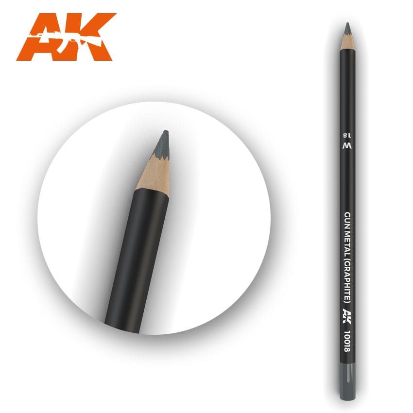 AK Interactive AK10018 Watercolor Pencil Gun Metal (Graphite)
