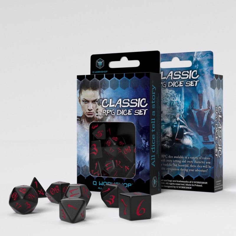 Classic RPG Black & red Dice Set (7)