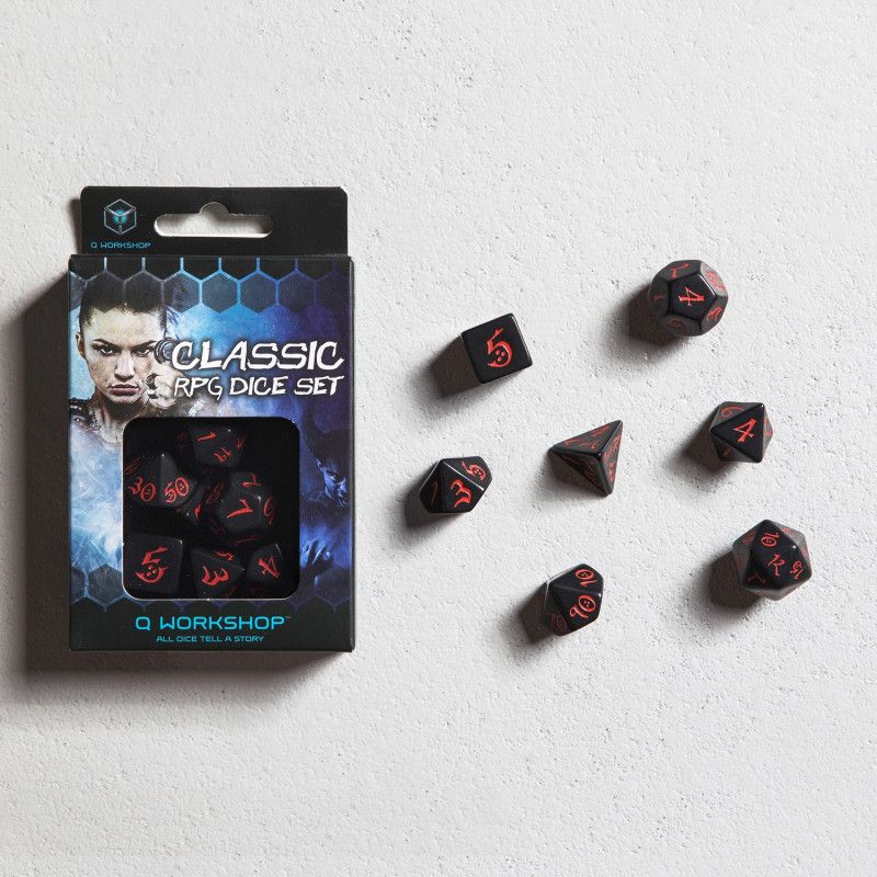 Classic RPG Black & red Dice Set (7)