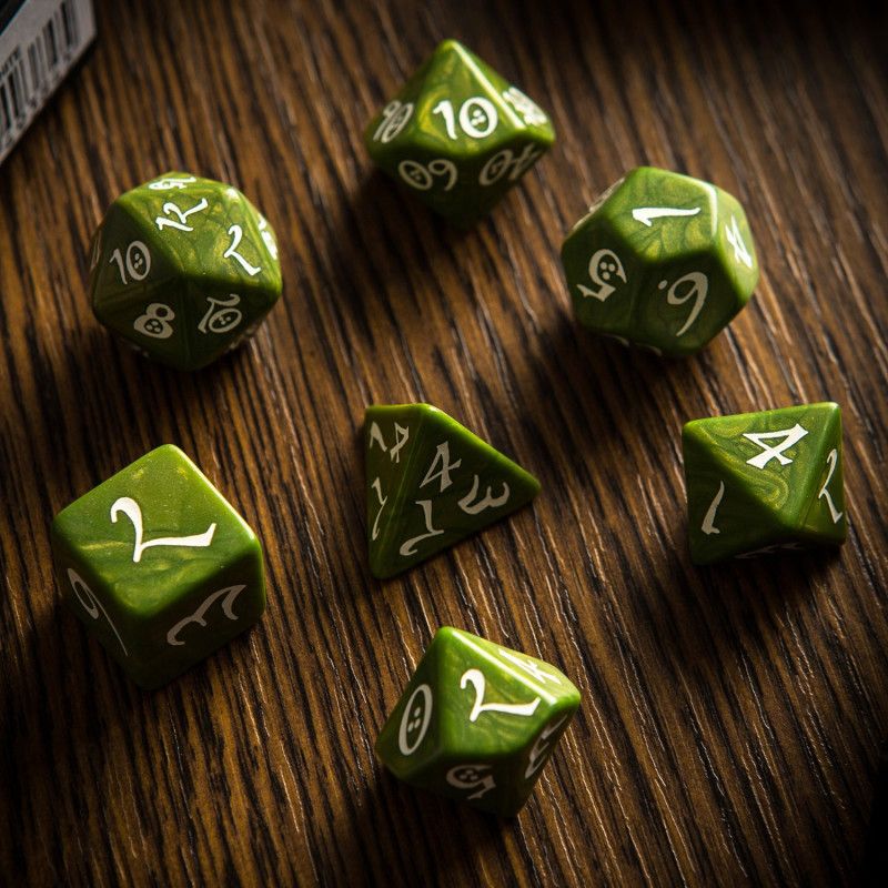 Classic RPG Olive & white Dice Set (7)