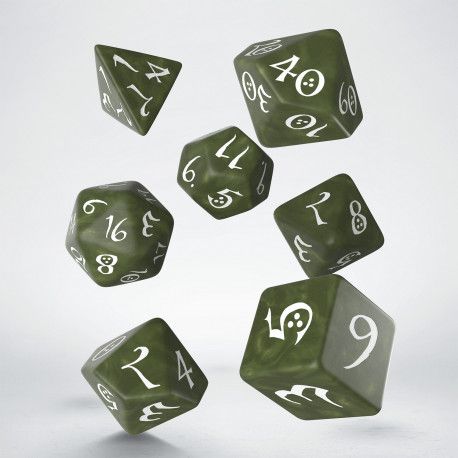 Classic RPG Olive & white Dice Set (7)