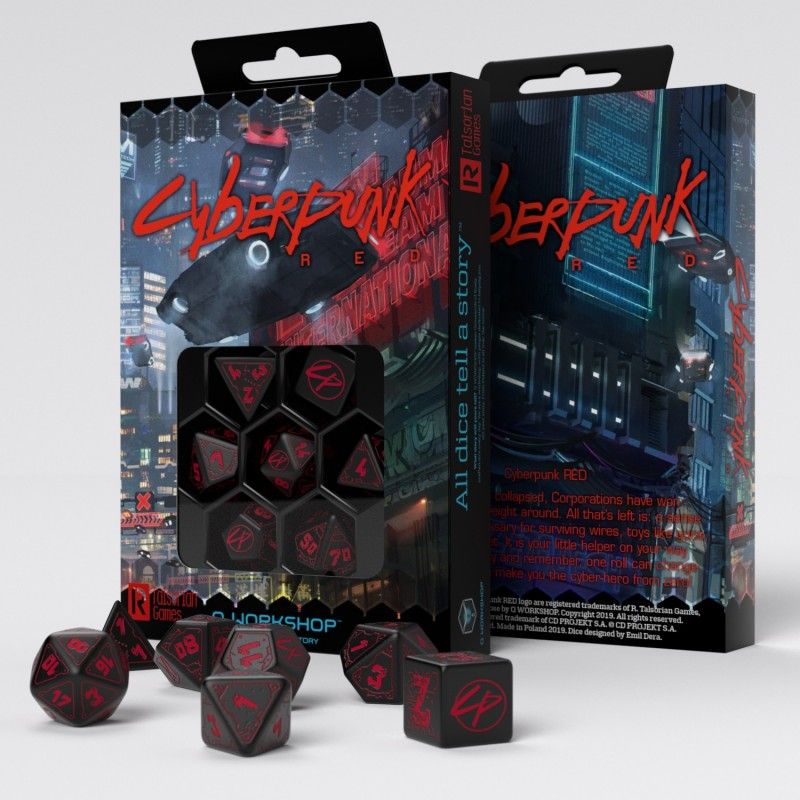 Cyberpunk Red RPG Dice Set: Blood over Chrome