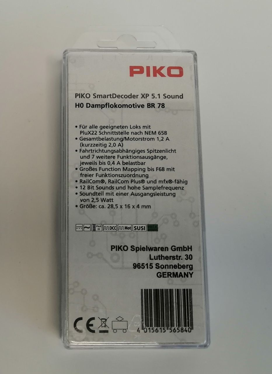 Piko 56584 Smartdecoder XP 5.1 BR78 hangdekóder gőzmozdonyhoz
