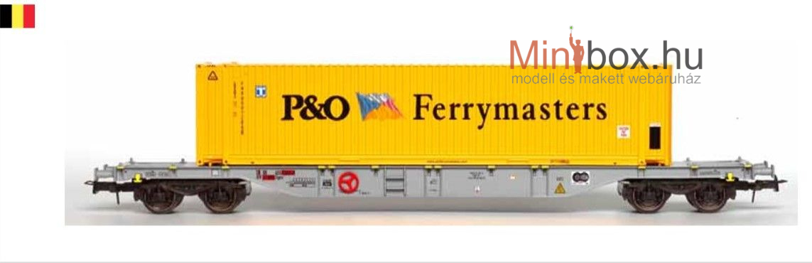 B-models 54.409 Sgns NBMS/SNCB konténerszállító teherkocsi P&O Ferrymasters konténerrel (1:87)