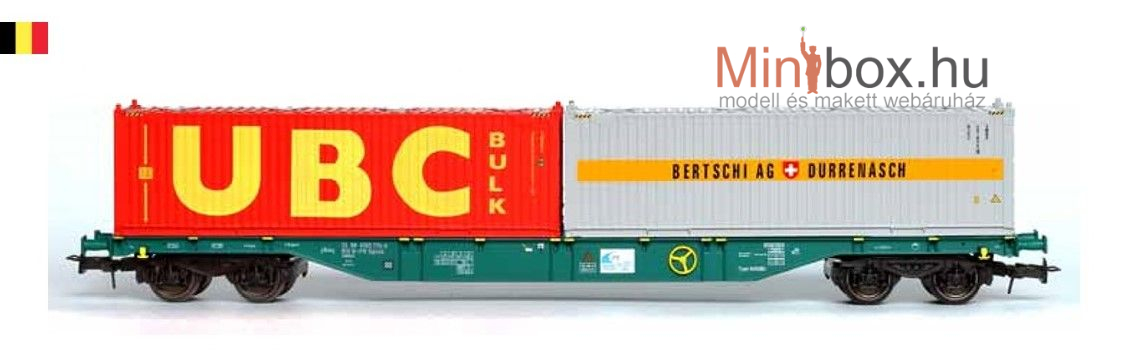 B-models 54.166 Sgns IFB konténerszállító teherkocsi UBC + Bertschi konténerrel (1:87)
