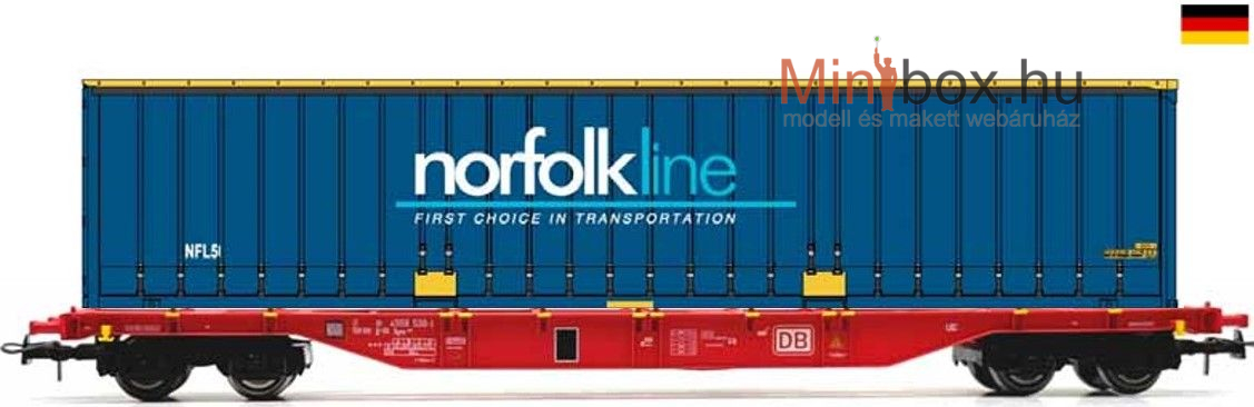 B-models 54.415 Sgns DB konténerszállító teherkocsi Norfolk Line konténerrel (1:87)