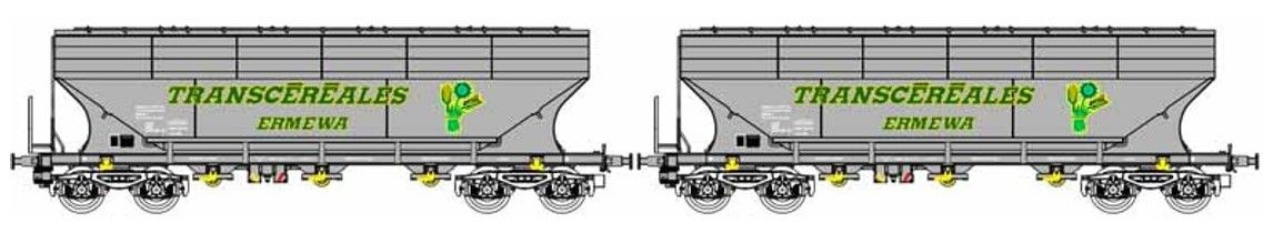 B-models 45.364 Uagps DB Transcereales ERMEWA gabonaszállító teherkocsi készlet, 2 db, A (1:87)