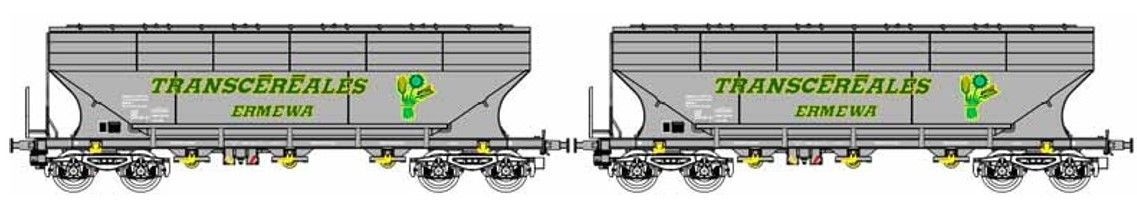 B-models 45.365 Uagps DB Transcereales ERMEWA gabonaszállító teherkocsi készlet, 2 db, B (1:87)