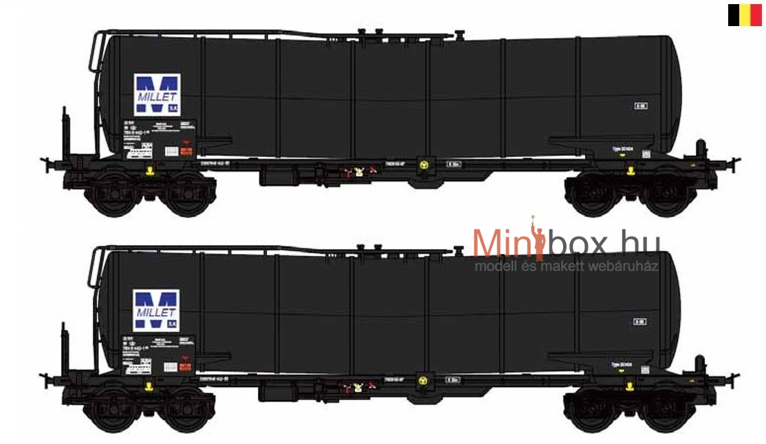 B-models VB-81086 NMBS/SNCB Millet tartálykocsi készlet, 2 db (1:87)