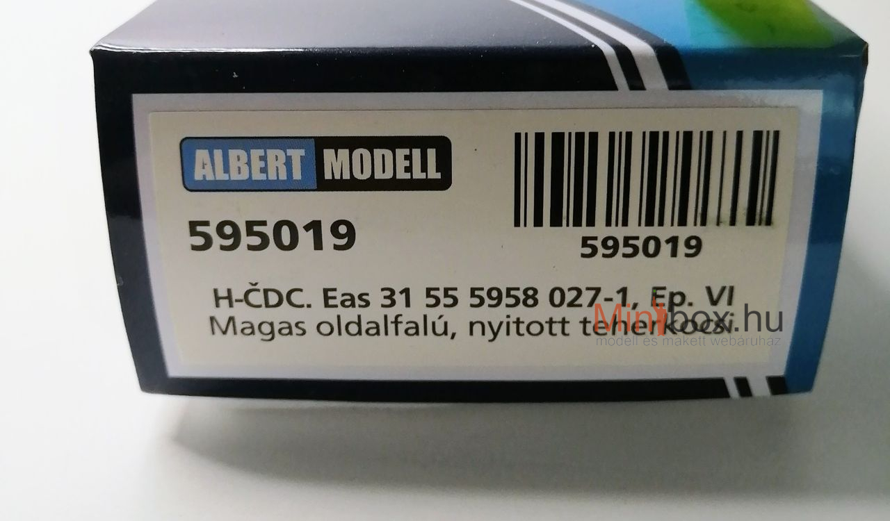 Albert 595019 H-ČDC Eas magas oldalfalú nyitott kocsi rakománnyal (1:87)