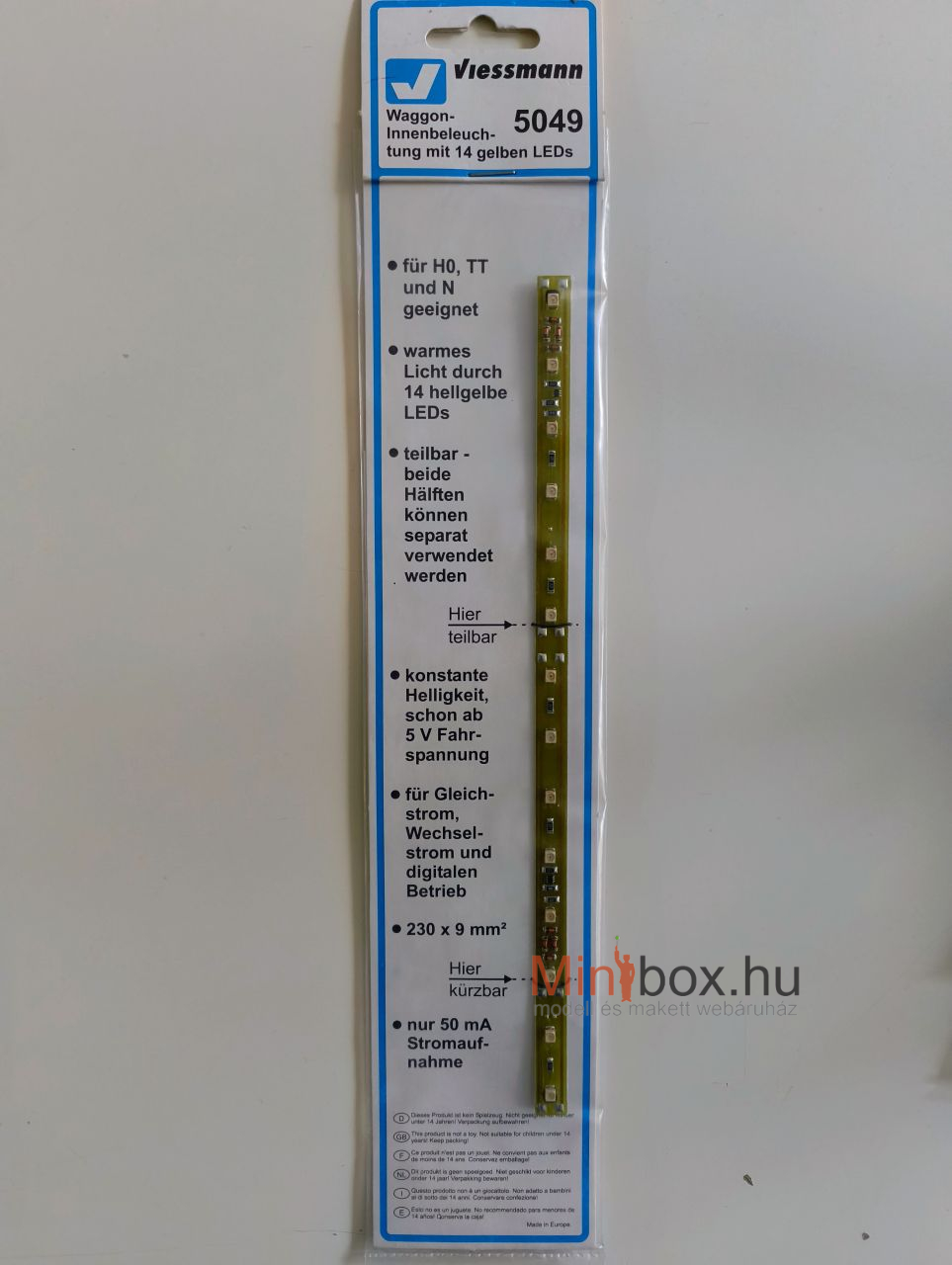 Viessmann 5049 Univerzális belső világítás személykocsihoz, 14 db sárga LED Viessmann 5049 Univerzális belső világítás személykocsihoz, 14 db sárga LED