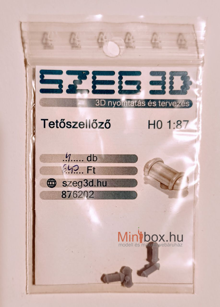 Szeg3D 876202 tetőszellőző Fuggerth kocsikhoz, 4db (1:87) Szeg3D 876202 tetőszellőző Fuggerth kocsikhoz, 4db (1:87)