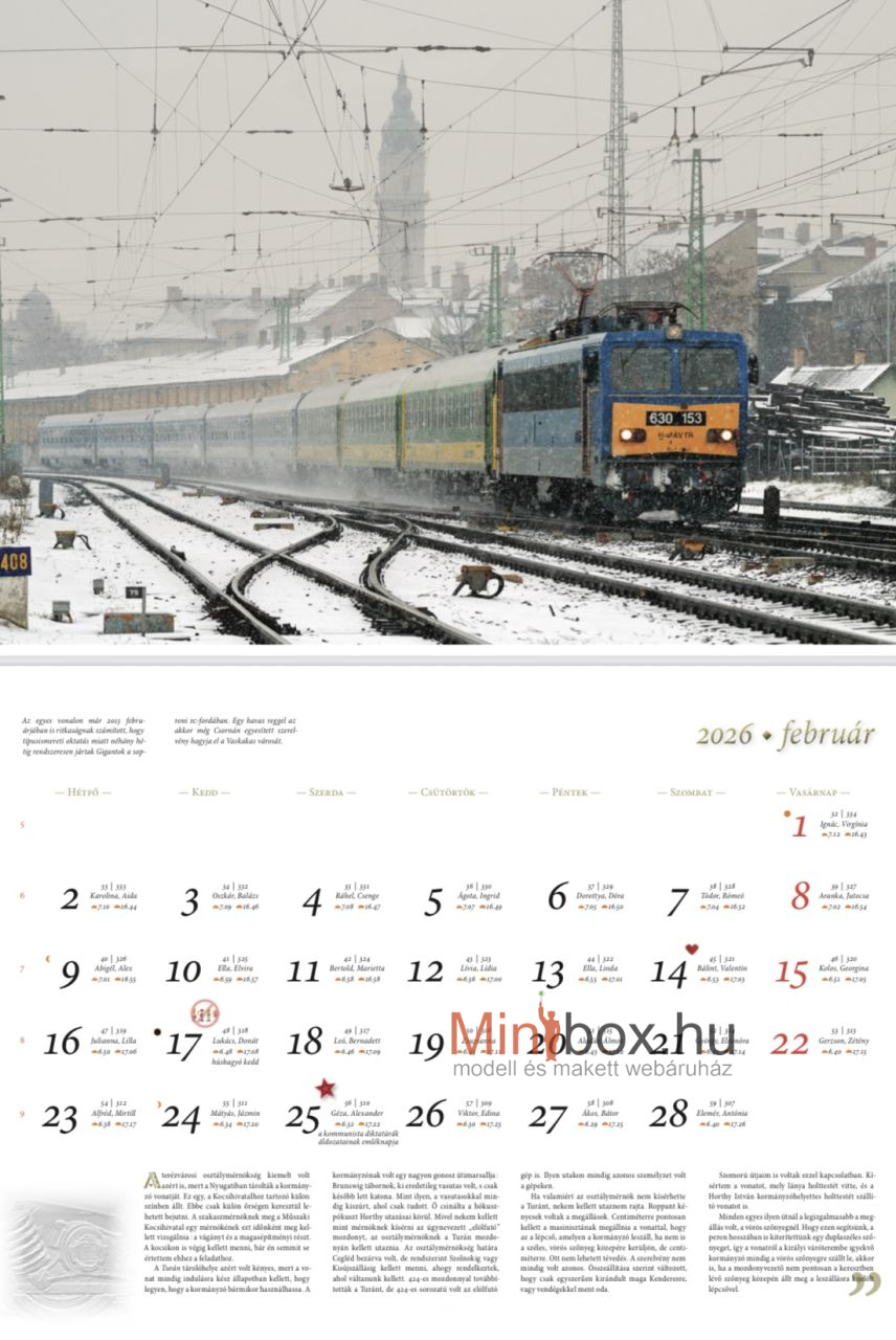 Stil Nuovo 2026-os vasúti falinaptár - A túlélés bajnokai