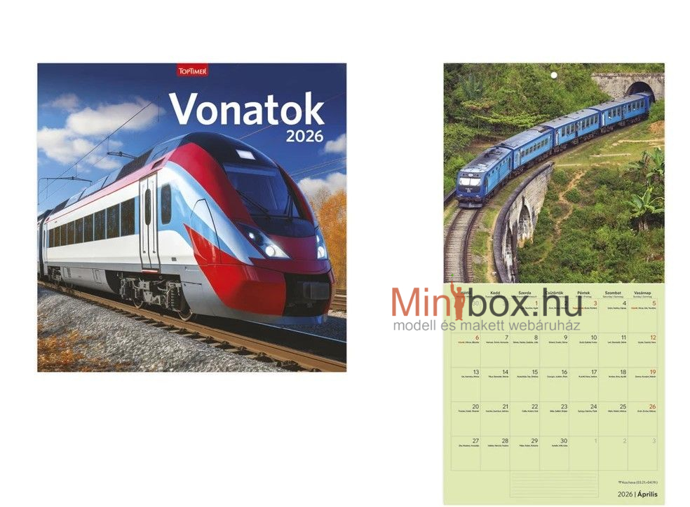 TopTimer vonatok falinaptár -2026