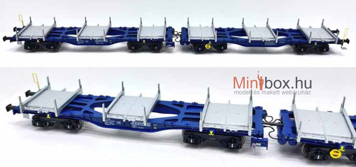 B-models 90.422 InnoWaggon Innofreight ikerkocsi készlet, kék + 6 acél raklap (1:87)