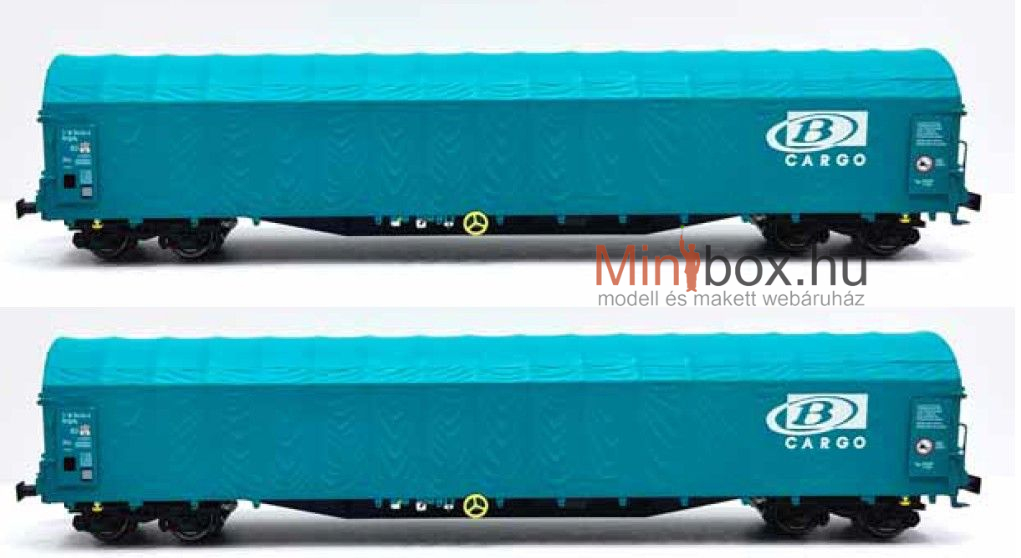 B-models 45.664 Rils B-CARGO eltolható oldalfalú ponyvás teherkocsi készlet, 2 db, A (1:87)