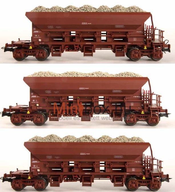 B-models VB-84012 Saint-Ghislain NMBS/SNCB nyitott önürítős teherkocsi készlet rakománnyal, 3 db (1:87)