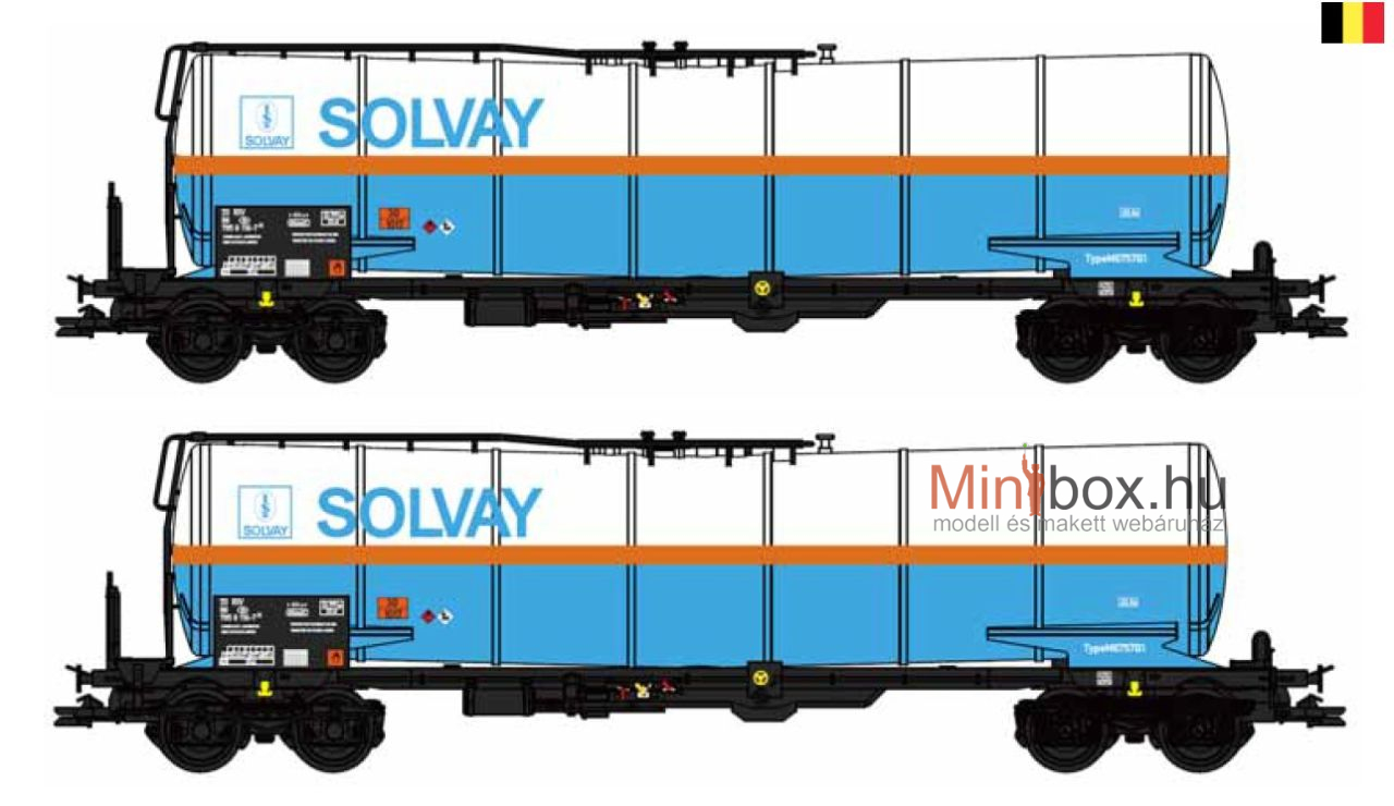B-models VB-81098 Zacns SOLVAY NMBS / SNCB tartálykocsi készlet, 2 db (1:87)