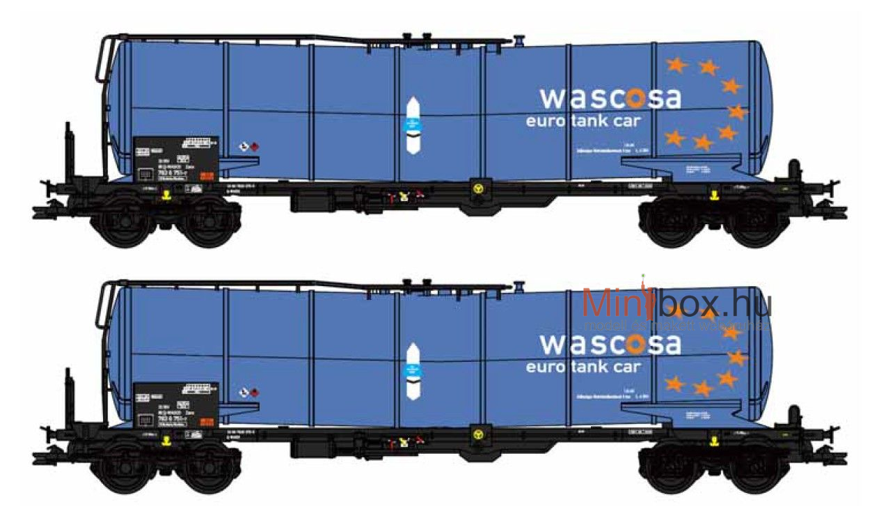 B-models VB-81106 Zacns Wascosa Euro Tank Car tartálykocsi készlet, 2 db (1:87)
